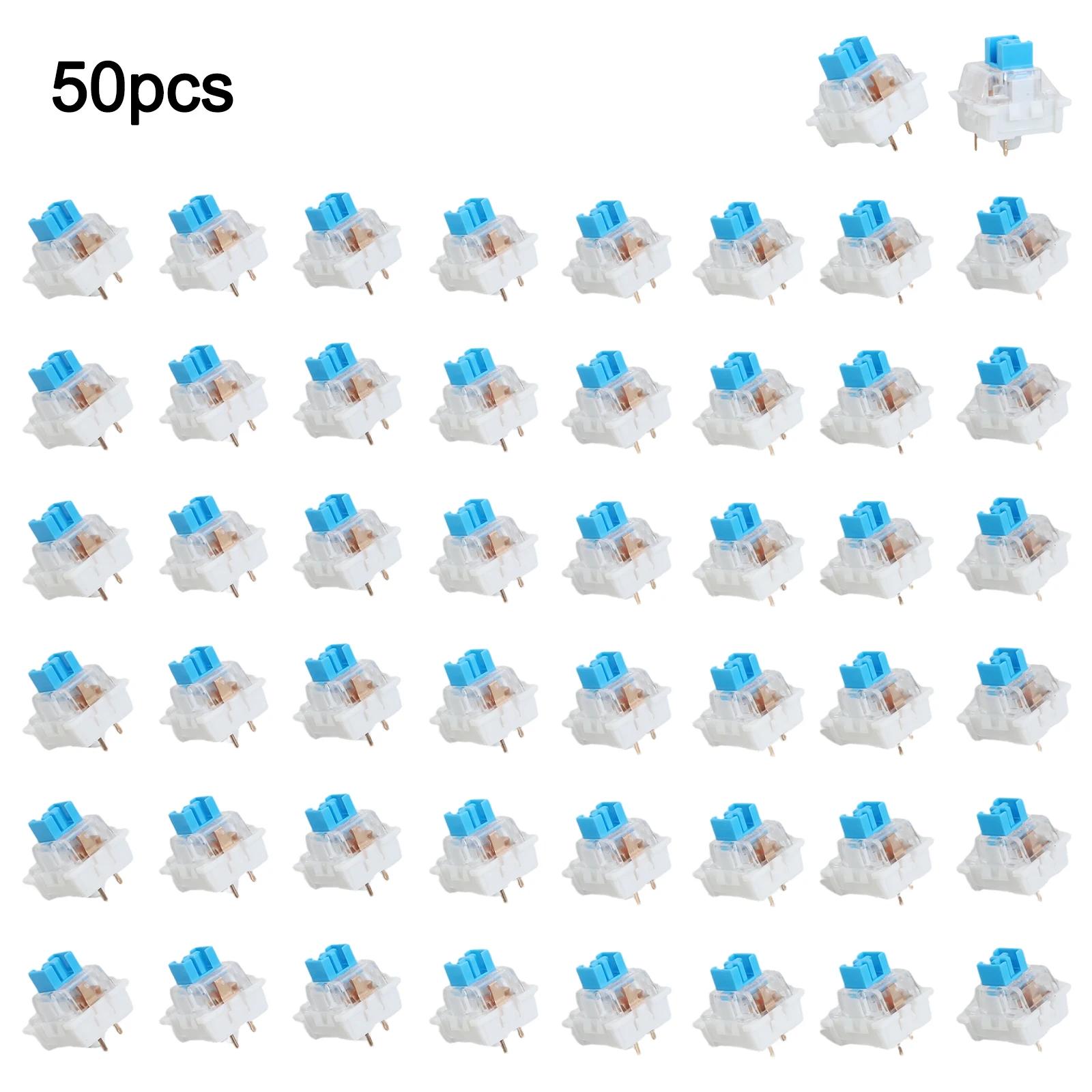 

50 Keyboard Switch Replacements 3-Pin Tactile Switches, White/Blue, Dual-Open, 110V Alloy Springs, For MX Keyboards China Mainland