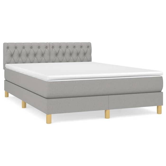 Cadre de lit avec matelas - Maison Exclusive - 140x190cm - Tête de lit réglable - Gris clair - 2 places