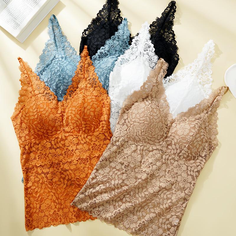 Sommer Svart Blonde Ryggløs Slim Fit Camisole: Kvinners Sexy BH uten spiler