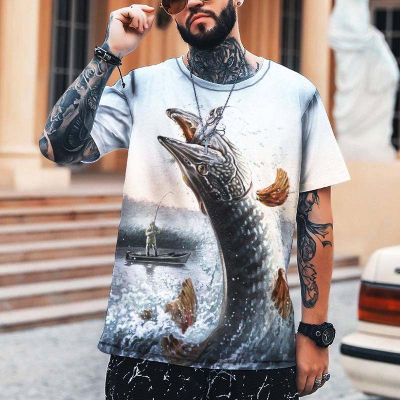 Outdoor Fishing 3D Printed Men's Jacket Fishing Essential Outdoor Casual Short Sleeve Extra Large