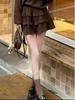 Autumn/Winter 2025 Korean Style Corduroy Skirt: High Waist, Sweet Ruffles, Pleated Double Layer, Fluffy Short Skirt.