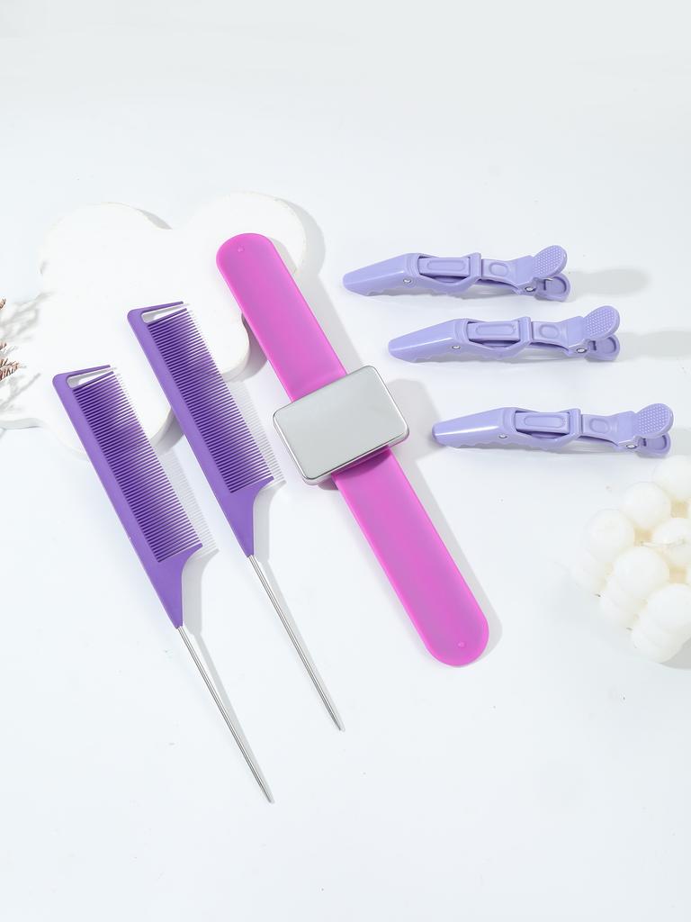 6pcs/set salon hair magnetic wrist strap pointed tail comb with hair clip holder hair cutting tool Special for real hair wigs