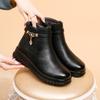 Microfiber Leather Mother Cotton Shoes Winter Velvet Warm Middle-aged and Elderly Women Flat Boots Non-slip Side Zipper for the Elderly