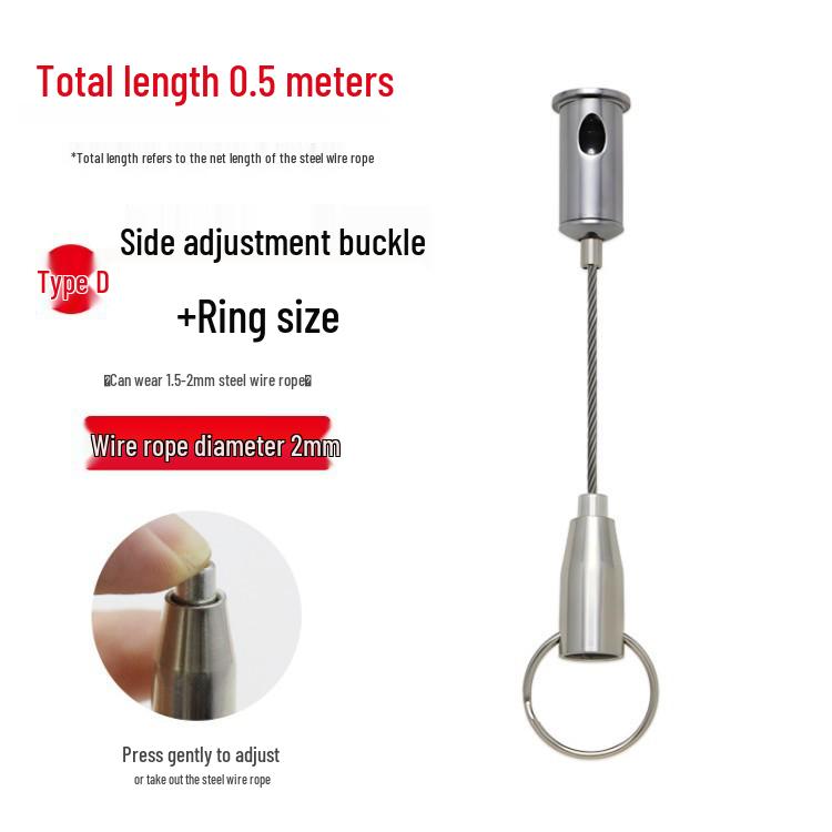 

Steel Wire Sign Display Stand with Adjustable Locking Coil and Keychain Buckle