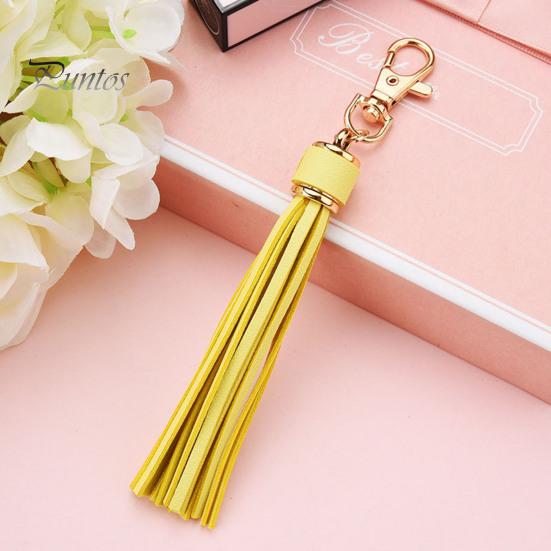 Dusk nøkkelring anheng imitert skinn ensfarget hummer klips frynser rustfri lett bærbar DIY nøkkelring skolesekk dekorasjonsanheng