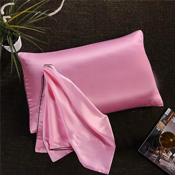 Funda de almohada de seda lavada fresca, funda de almohada suave y sedosa, funda de almohada desnuda para dormir, 48x74cm