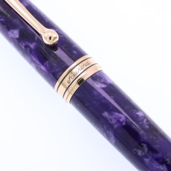 Used Aurora 88 Nebulosa Fountain Pen | Limited Edition | Broad Nib (B) | Italian Luxury Writing Instrument | Purple Resin with Sterling Silver Trim
