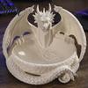 Langlebige PLA Drachenskulptur Gotisches Schmuckschalen-Tablett, 3D-gedruckte Figur, Mythisches Wesen Desktop-Form Aufbewahrungs-Tablett Organizer für Schlüssel Münzen