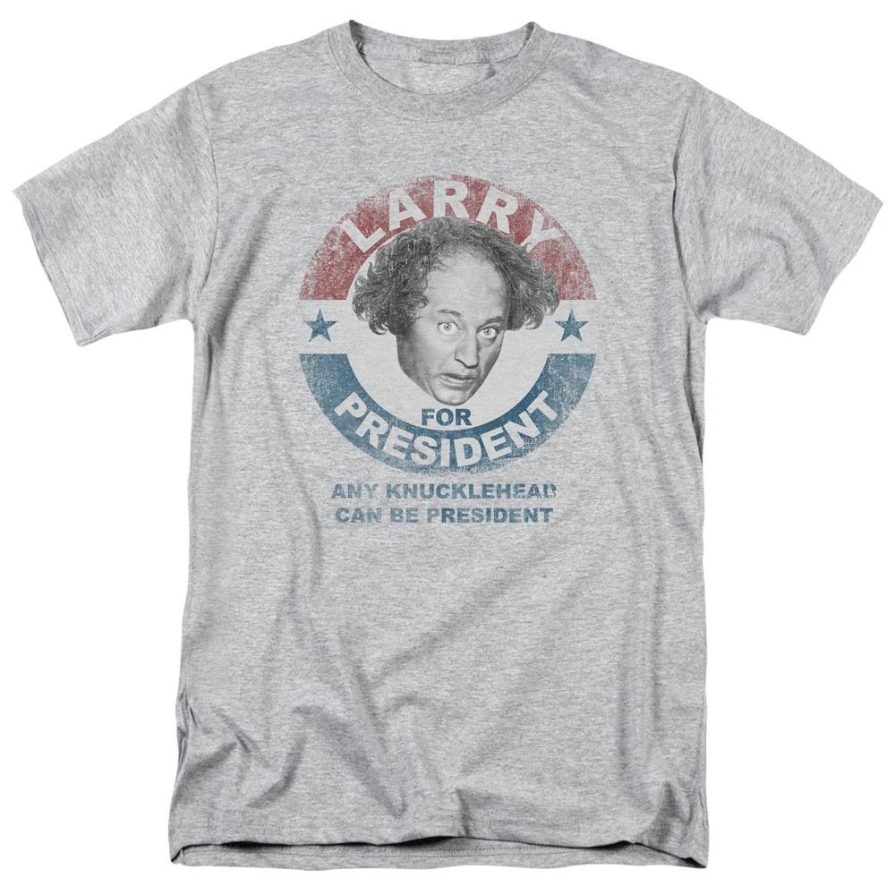Three Stooges - Larry For President - Unisex Short Sleeve Children s T-shirt - Gray 150