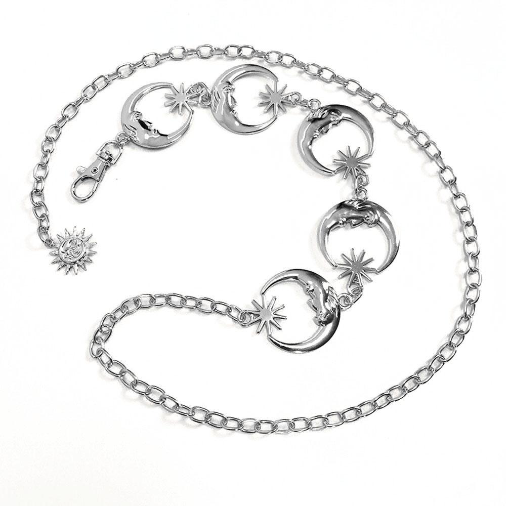 Moon Sun Pendant Girdles Gothic Jeans Pants Accessories Waist Chain Fashion Jewelry Metal Belts