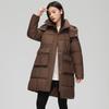 Hooded 2025 cotton jacket women's mid-length fashion tunic temperament padded clothes with large pockets mid-length padded jacket jacket