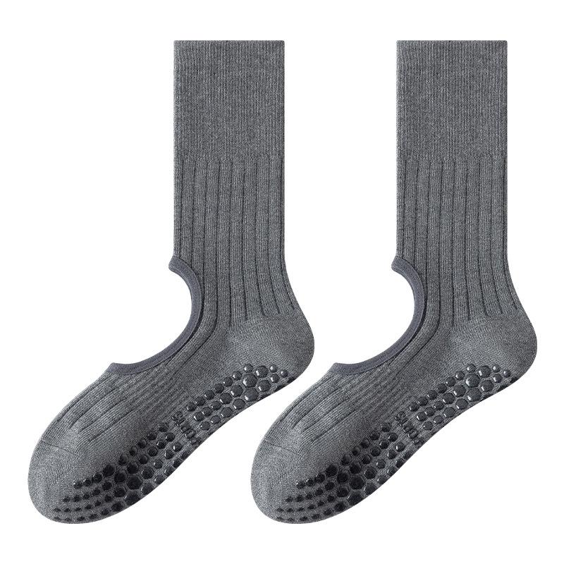 Ballet-Style Anti-Slip Yoga Socks - Solid Color, Backless, Mid-Calf Pilates Fitness Socks