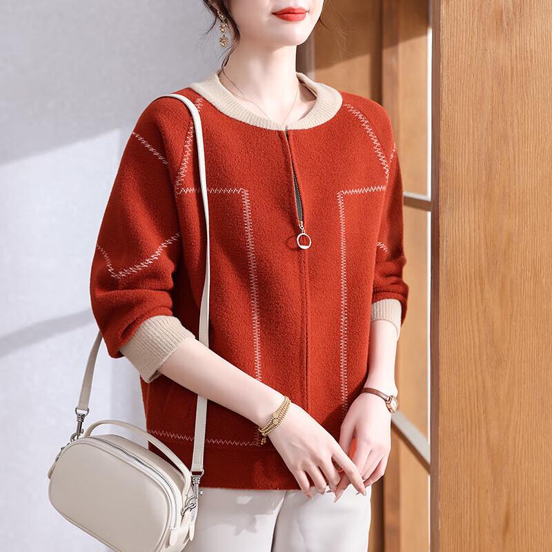 XUEXI Women s Round Neck Wool Blend Cardigan 2XL