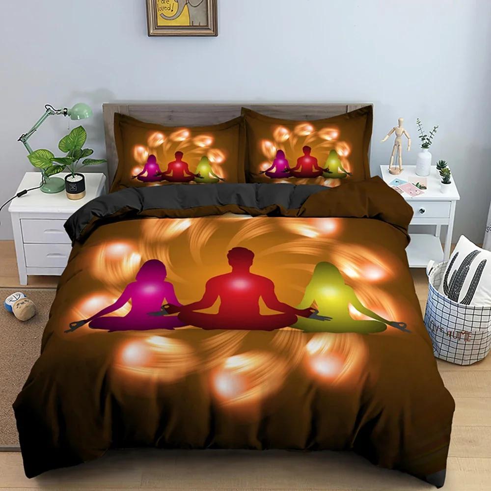 Family Buddha Bedding Set Mandala Quilt Cover Luxury Twin King Size Bed Sets Bohemian Bedclothes 2/3pcs With Pillowcase