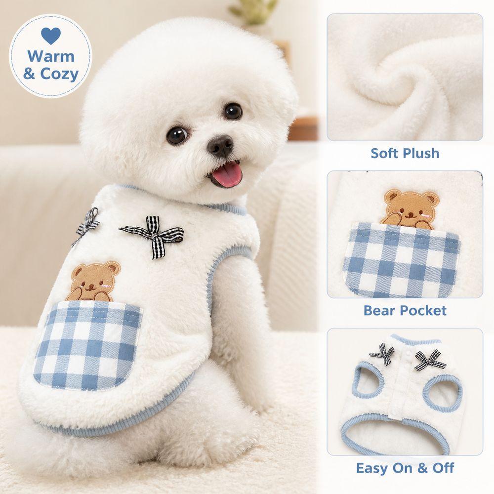 Warm Fleece Bichon Frise Vest Plush Fabric Dog Clothes Jacket Cat Vest for Autumn and Winter Wear