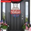 2D Flach 20cm1St. Willkommen Amerikanischer Unabhängigkeitstag Thema Runder Anhänger aus Holz, Buntes Feuerwerk&USA Flaggenmuster feiern Unabhängigkeitsparty