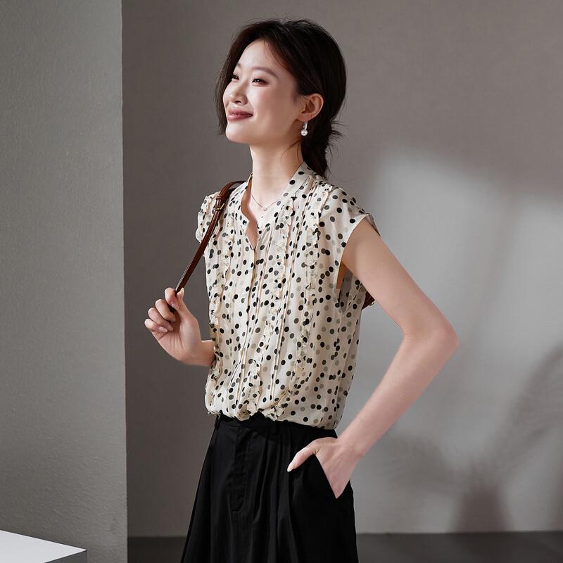 SOFSIL Women s Silk Polka Dot Sleeveless Blouse L