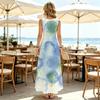 Women's Summer Beach Maxi Dress Sleeveless Loose Watercolor Print Dress,Lightweight & Breathable,Elegant for Vacation,Outdoor & Daily Wear