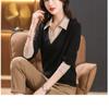 Women's Spring and Autumn Collared Loose Fit Plus Size Sweater Elegant and Beautiful Patchwork Knitted Undershirt
