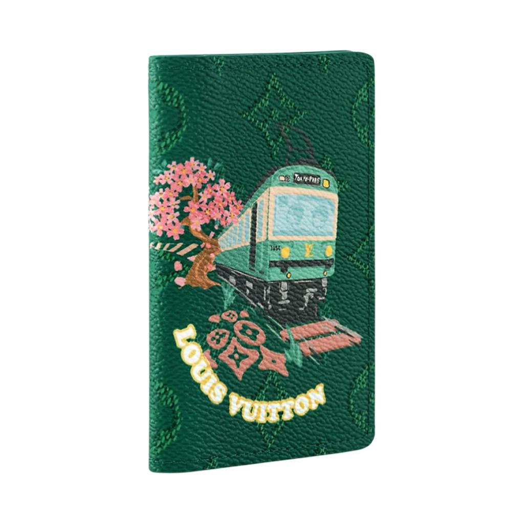Louis Vuitton X Nigo Collaboration Pocket Organizer Monogram Coated Canvas Card Holder Wallet Men Wallets Green M25971