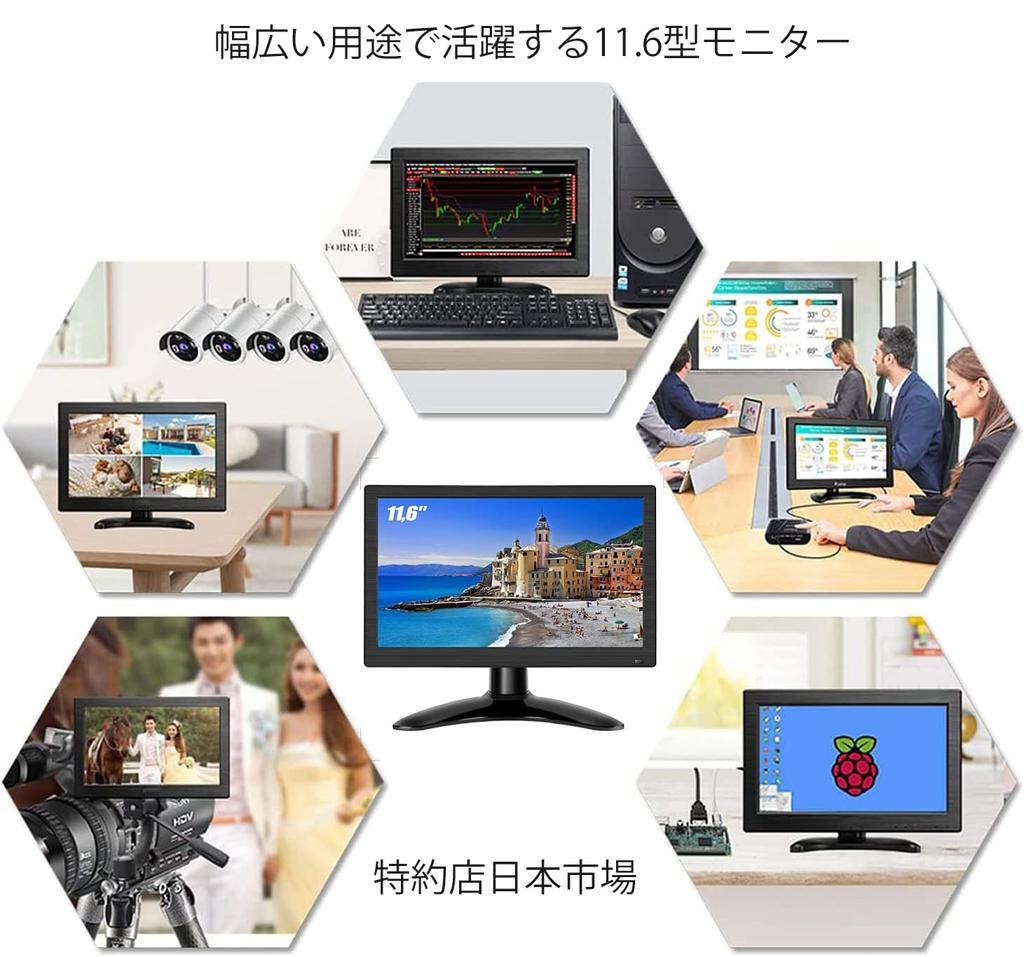 inch LCD small monitor HDMI VGA BNC AV various connections full field of view sub display speaker Japanese menu 11.6 19201080 built-in