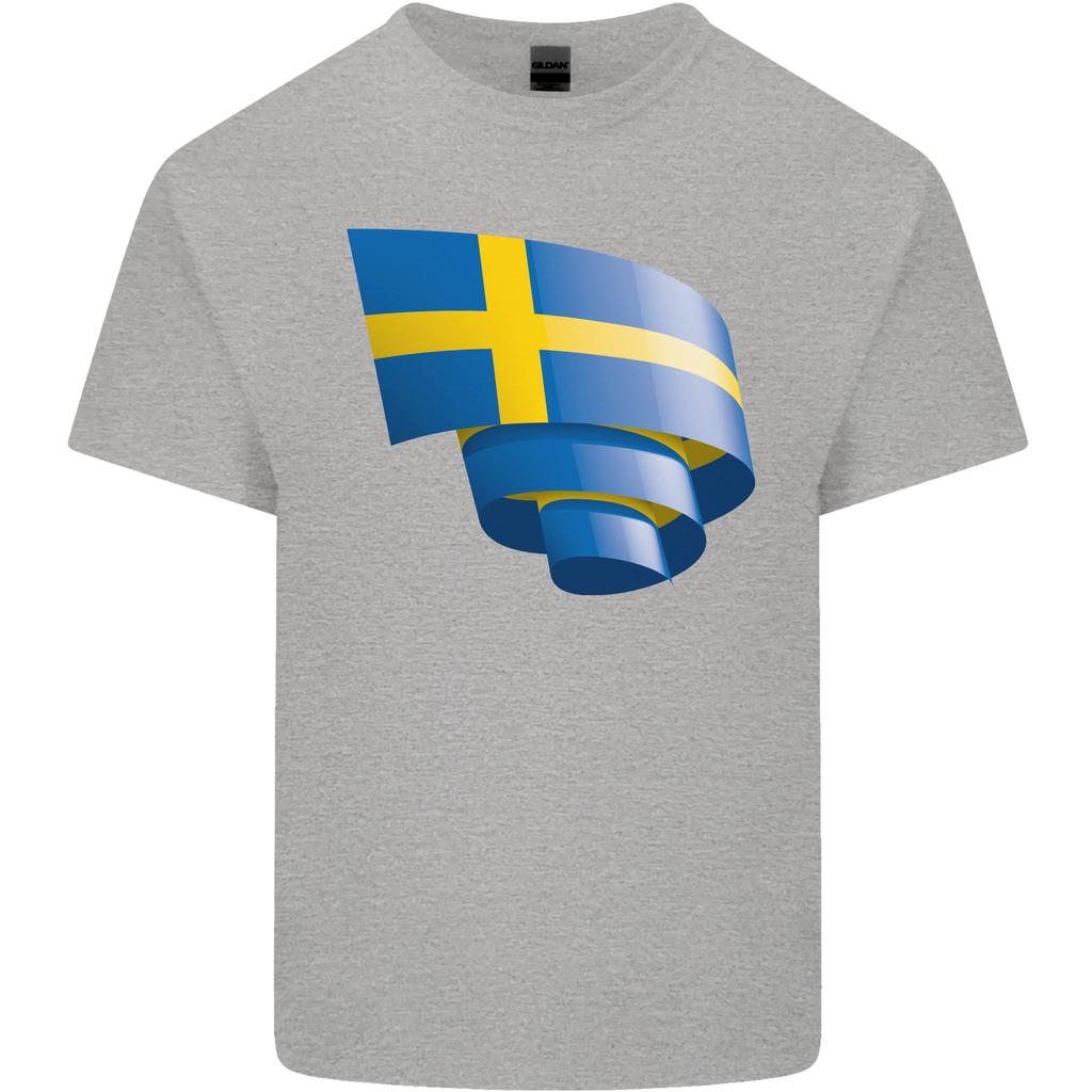 Gekräuselte Schwedische Flagge Schwedentag Fußball Unisex Leichtes Baumwoll-T-Shirt