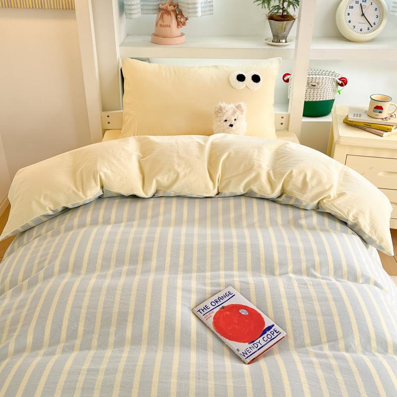Sleep Grid (Student Season) A-class Ins Yarn Dyed Washed Cotton Pure Cotton Student Bed Three Piece Set