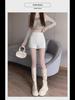 2024 Summer Women's High Waist White Casual Shorts - Sexy, Tight, Straight, Abdomen-Hugging Fit
