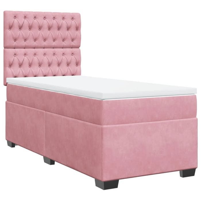 Maison Exclusive - Sommier à lattes de lit avec matelas Rose 90x200 cm Velours
