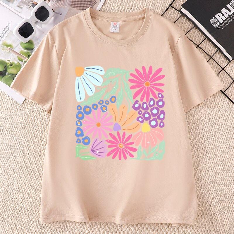 Trendy Boho Floral TShirt Unisex Flower Graphic Tshirt Cute Spring Garden Botanical Top Summer Unisexs Round Neck Printed