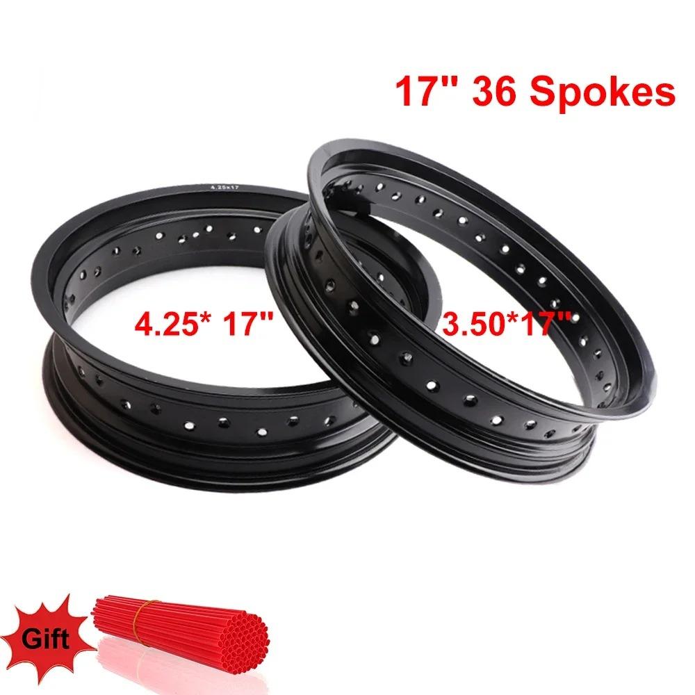 3.50x17 Inch 4.25x17 Inch 36 Spokes Holes Aluminum Alloy Rims Motorcycle 3.50*17 4.25*17 Front/rear Wheel hub чёрный