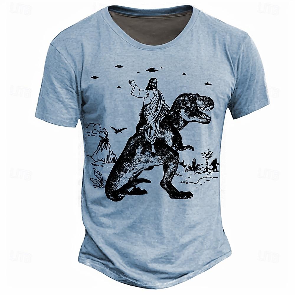 America's  Anniversary Men's Cross T Shirt Short Sleeve T shirt 3D Print Crew Neck Shirt Religious Casual Daily Party Blue Red Green