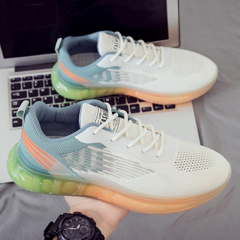 

2025 летний взрыв летающие тканые новые дышащие парусиновые туфли мужская обувь повседневная корейская версия студенческие кеды тонкая спортивная обувь 44 зелёный