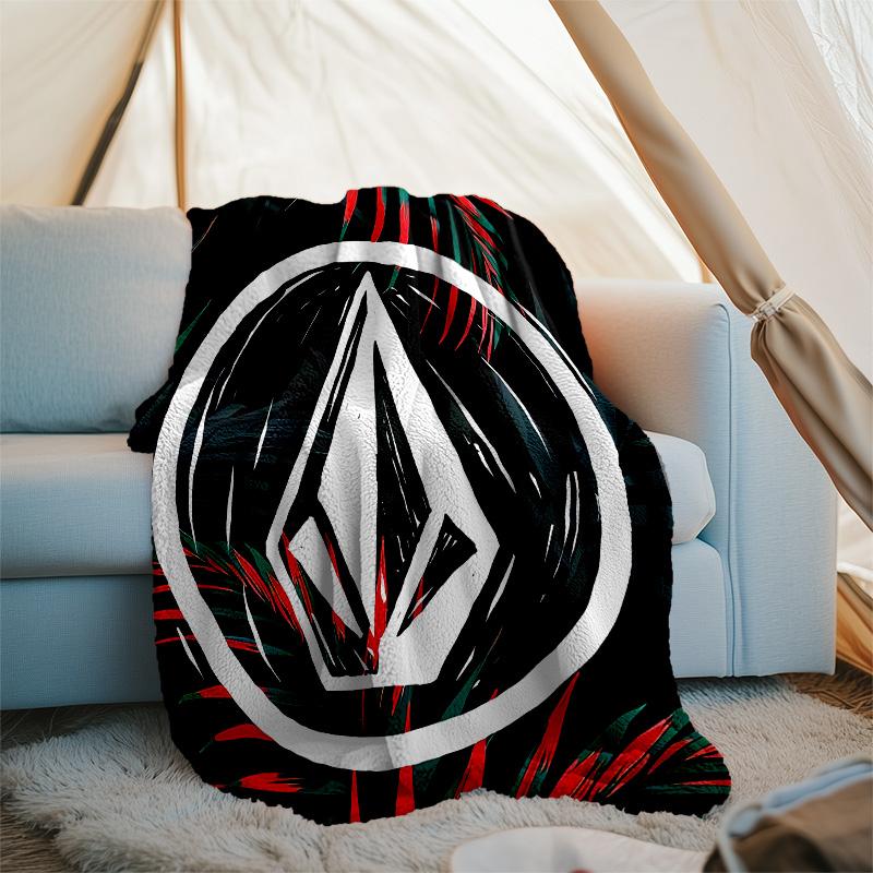 V-VOLCOM LOGO4 printed throw blanket—lightweight,soft,warm;versatile blanket for all seasons—perfect as &air-conditioning throw,nap blanket