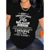 Women's Letter Print T-Shirt Casual Round Neck Short Sleeve Summer Fashion Sports Top