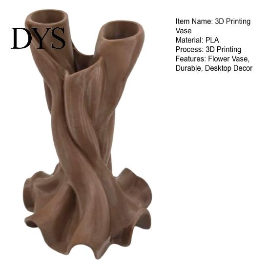 3D Printed Flower Vase Vase, Matte Wood Grain Double Tube Ornament, Mid Unique Resin Holder Century Style Floral Arrangement, for Dried Flowers