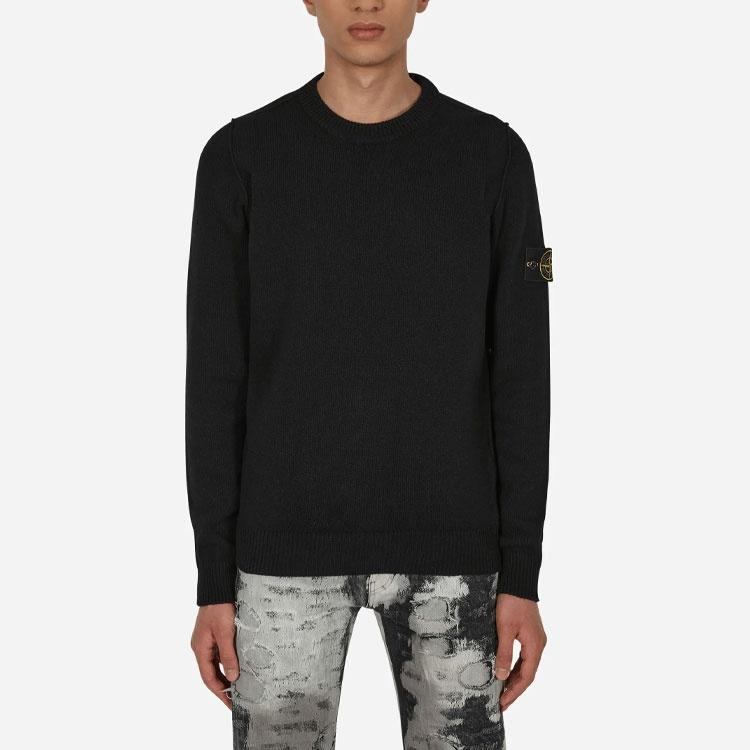 STONE ISLAND Lambswool Crew Neck Knit 'Black' Men's 7715508A3-V0029