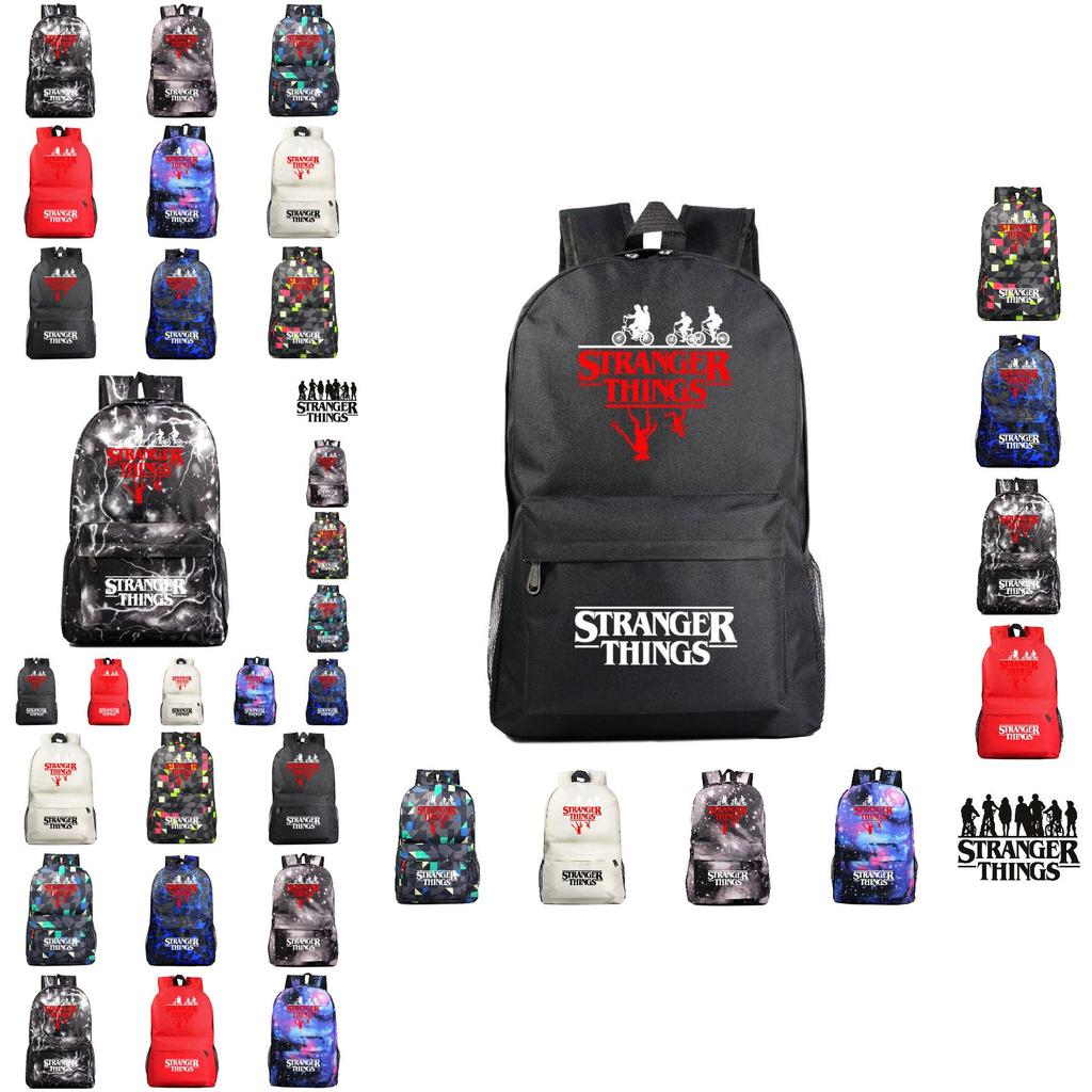 A102 Stranger Things Oxford Cloth Backpack With Candy Colors Waterproof And Durable Ideal For Teenagers And Travelers Characters)