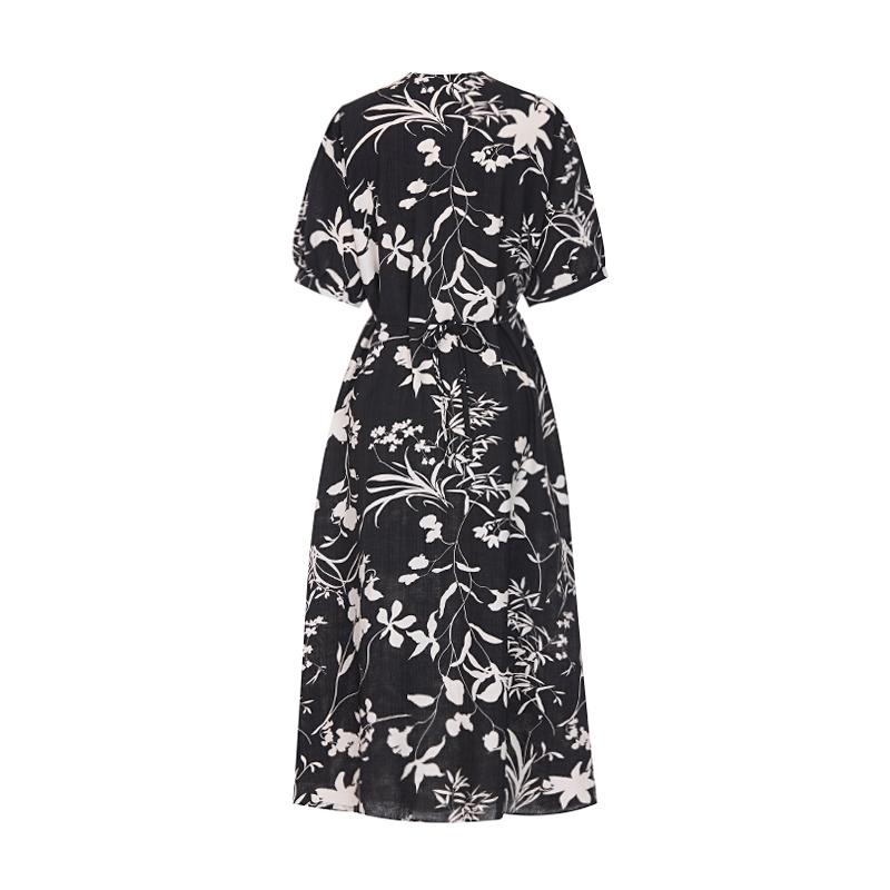 T View Flower V-Neck Loose Fit Dress_V6B-Cop038