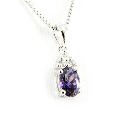 [H2976] - Amethyst 'Scarlett' Silver Necklace