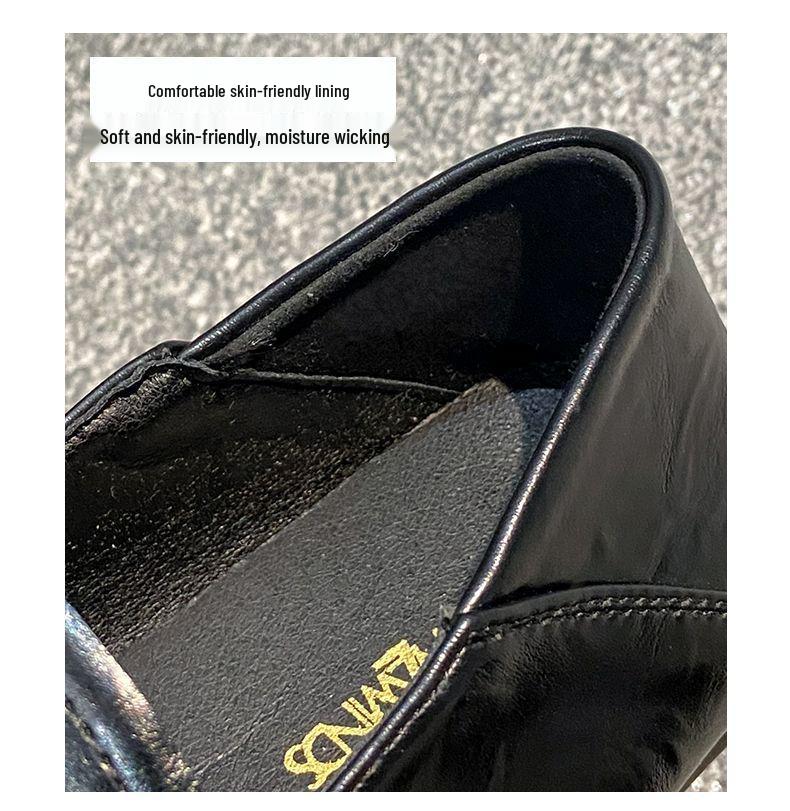 Women's Retro One-Step Loafers 2025 - Soft Leather, British Style, Versatile Flats