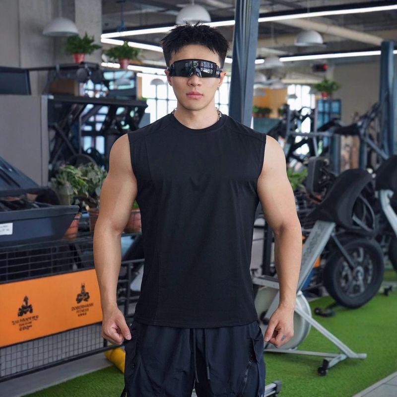 American Style New Men's Vest for Outdoor Running, Training, Sports, Fitness, Solona Cotton Breathable Solid Color Top