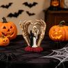 Huaqianguhh Skeleton Couple And Hand Ornament, with Rose Base, Durable Resin Gothic Skull Wedding Decor, for Halloween Decoration