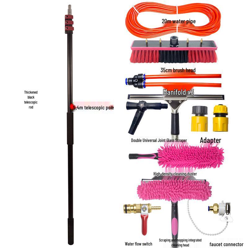 20-60 Ft Solar Panel & Window Cleaning Brush Kit