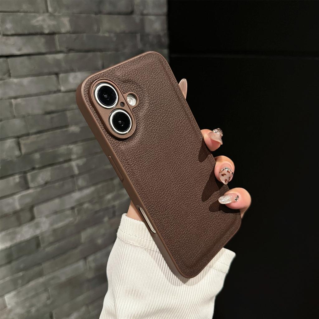 Solid Color Model for Apple Leather Phone Case 17 Leather Case Simple for IPhone 14 Protective Case 13 Anti-fall