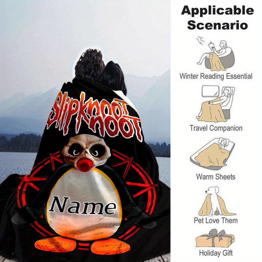Slipknot Penguin Four Seasons Blanket Customized With Your Name Lightweight And Warm Perfect Gift For Home Office Camping Sofa Travel Beach Multiple
