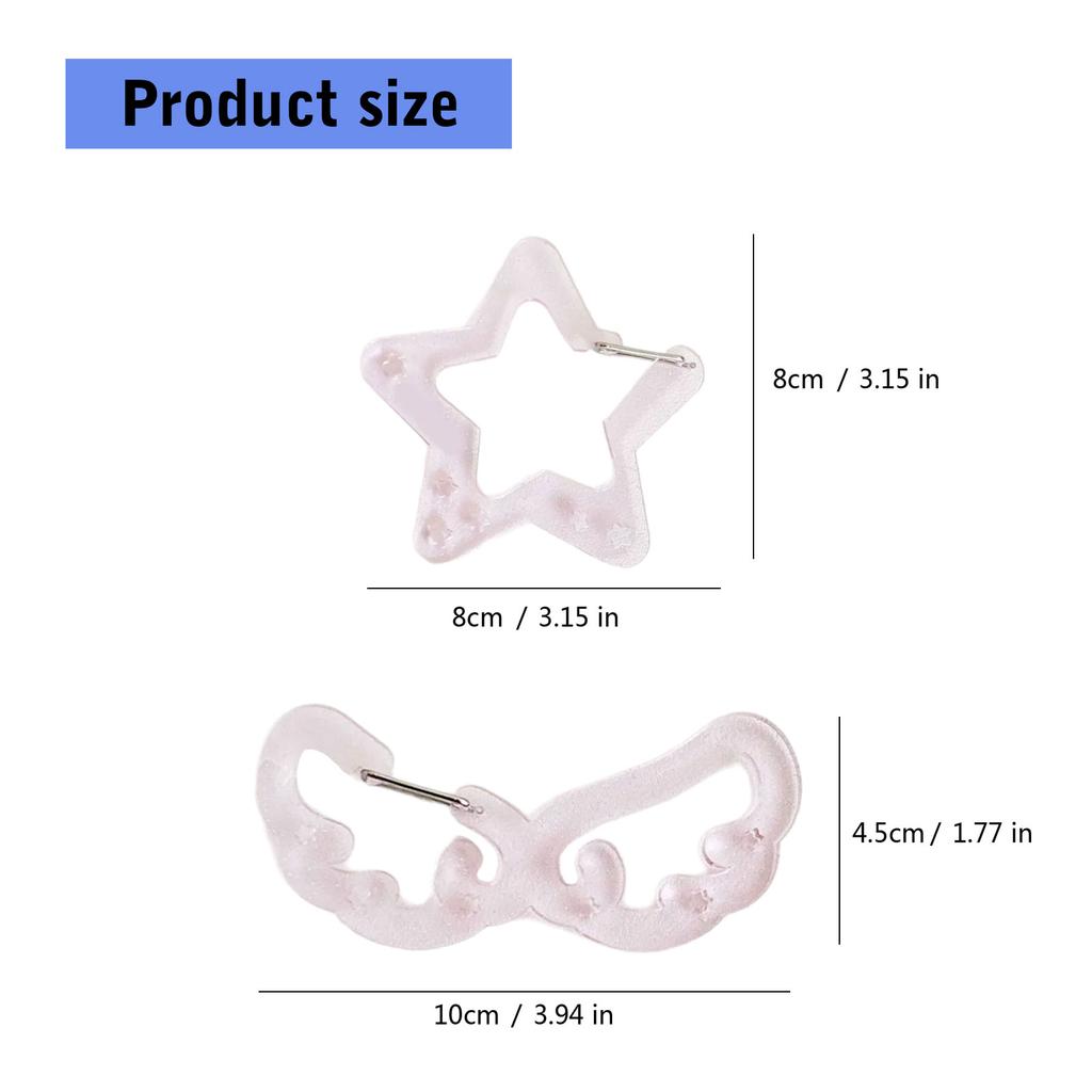 Acrylic Wing/Stars Shape Carabiner Hook Clips Card Holder Keychain Portable Outdoor Keyring Hook Backpack Pendant Gifts