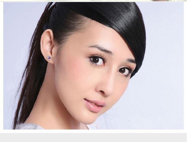 S925 Sterling Silver Heart-shaped Stud Earrings, Korean Retro Style