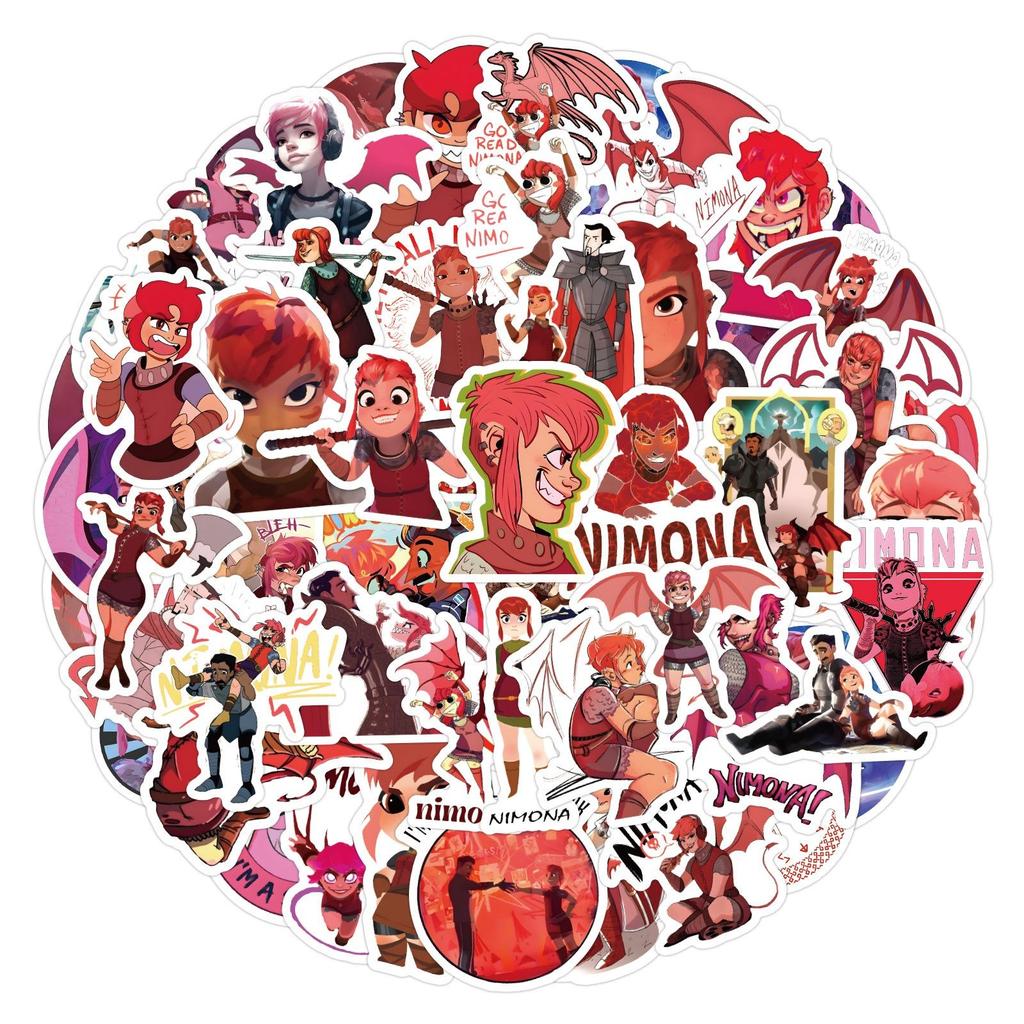10/60Pcs Monster Girl Nimona Stickers Cartoon Anime Graffiti Stickers for DIY Luggage Laptop Skateboard Motorcycle Bicycle Stickers