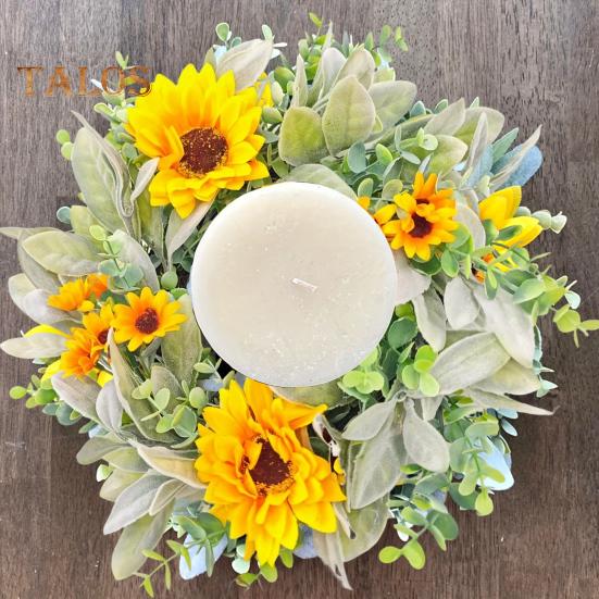 

Искусственный венок из подсолнухов 11,8 дюйма, деревенский весенний венок, декор для фермерского дома, венок для входной двери, для каминной доски, свадебное украшение